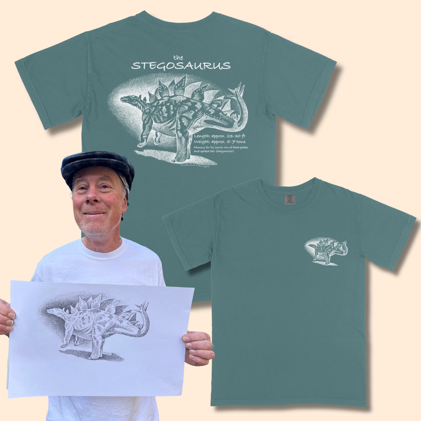 The Stegosaurus Tshirt by Jonathan *LIMITED EDITION TEE #015* (made to order, shipping out early-to-mid April)