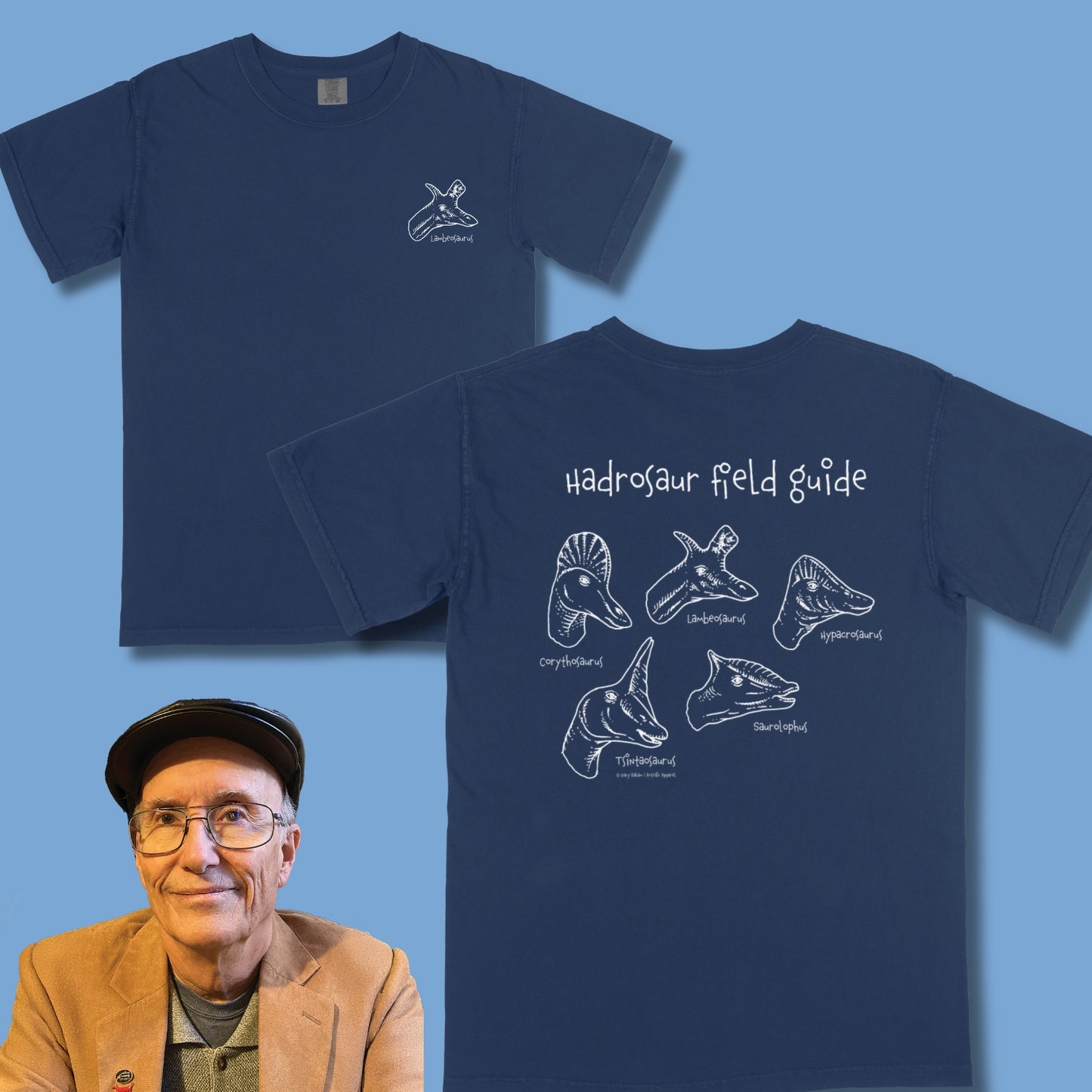 Hadrosaur Field Guide Tshirt by Gary *LIMITED EDITION TEE #020* (made to order, shipping out late July to early August)