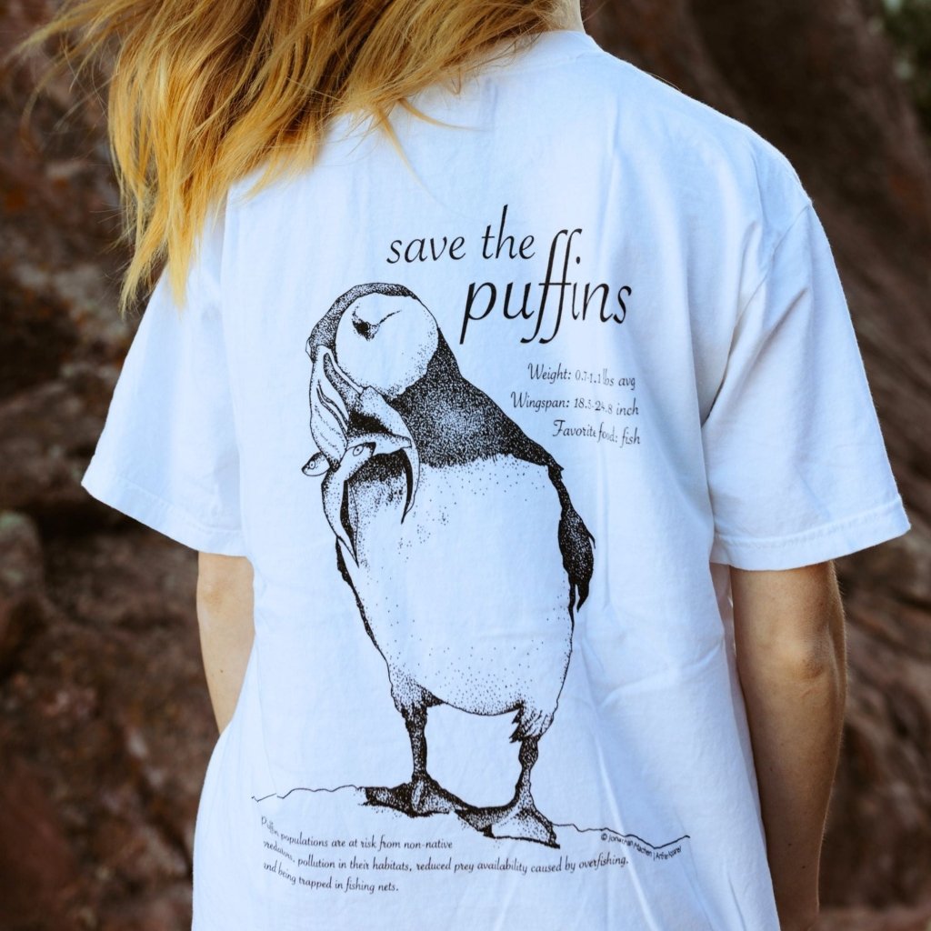Save the Puffins! Tee by Jonathan Machen - ArtFair Apparel