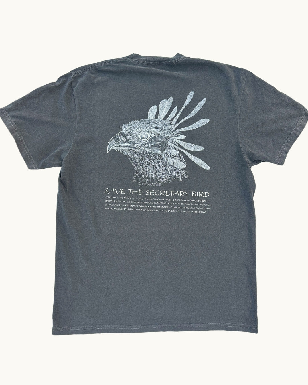 Save the Secretary Bird Tshirt by Reno *LIMITED EDITION TEE #023* (made to order, shipping out late Sept to early Oct)